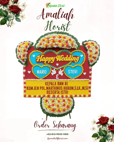 Karangan Papan Bunga Pernikahan di Progowati